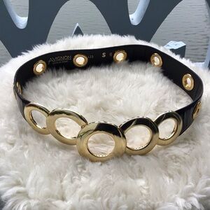 Avignon Patent Leather and Brass Cut Out Belt Made in Spain